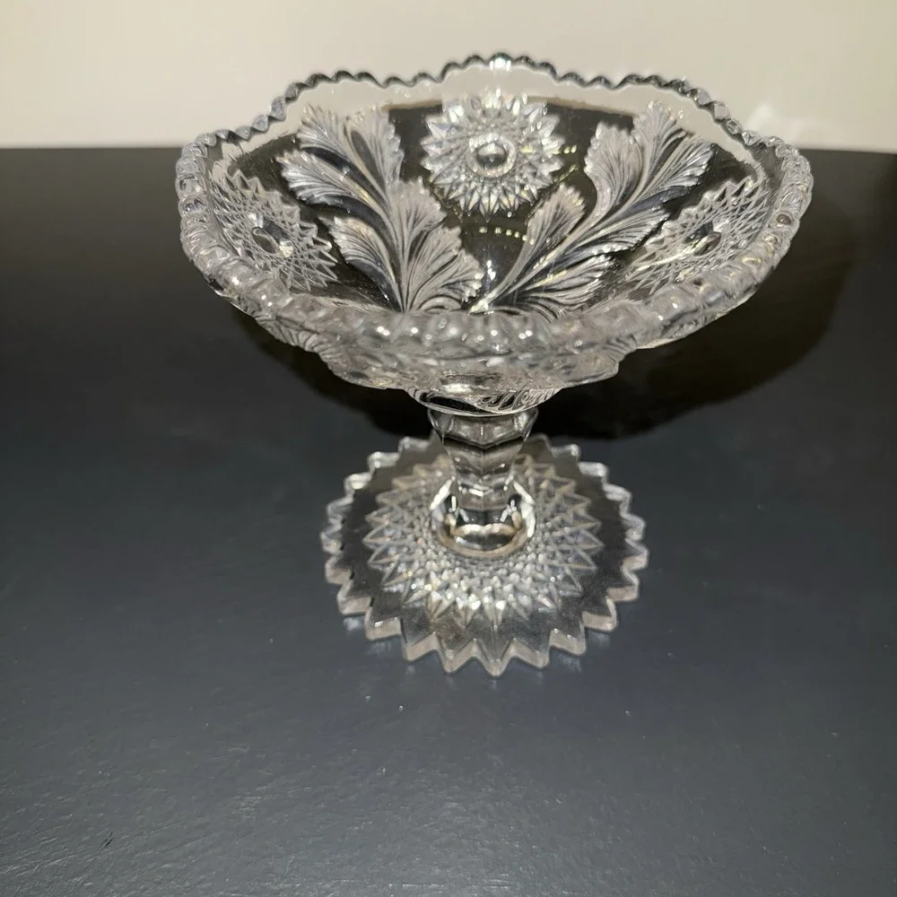 Vintage Millersburg Hobstar‎ & Feather Stemmed Compote